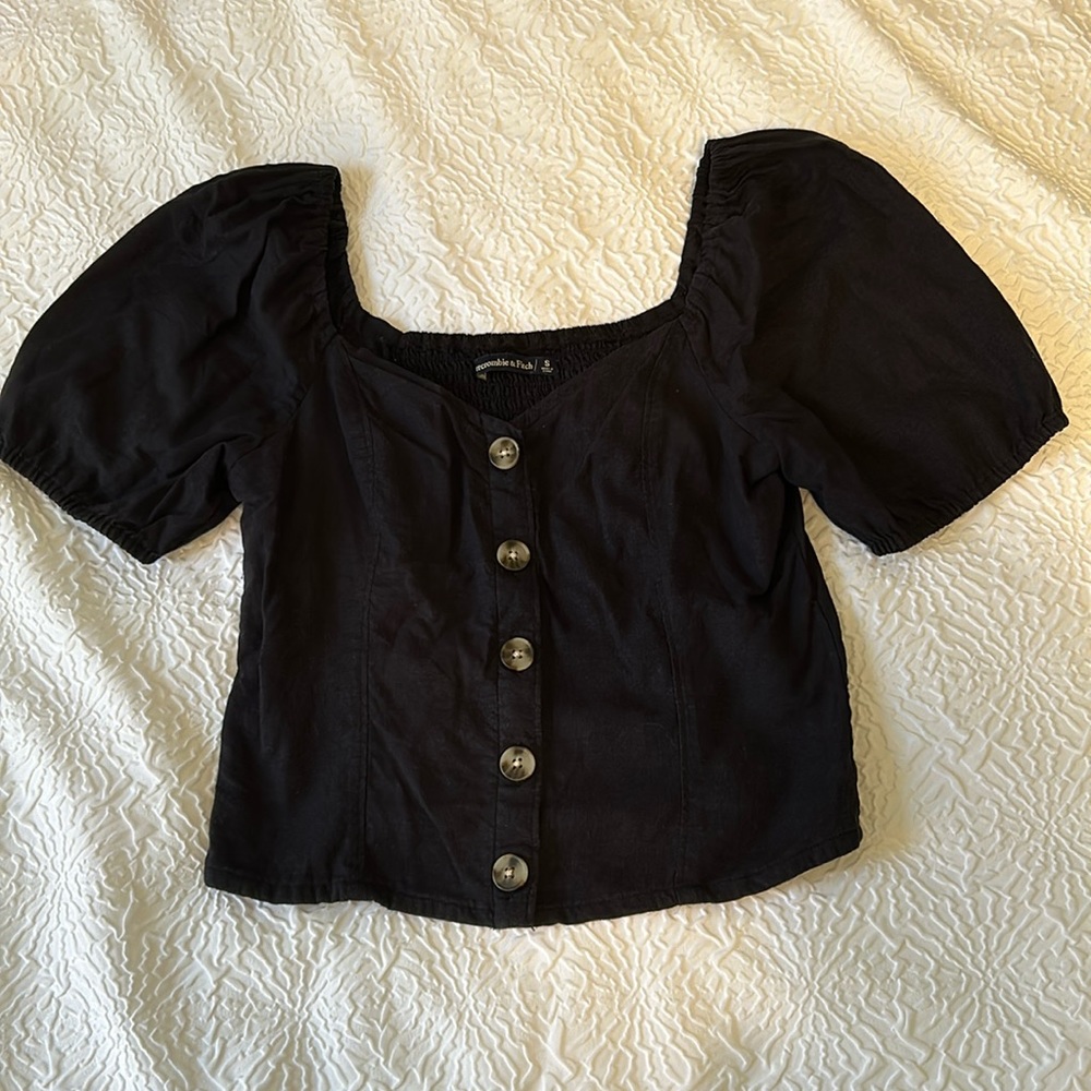 Abercrombie Linen Puff Sleeve Top